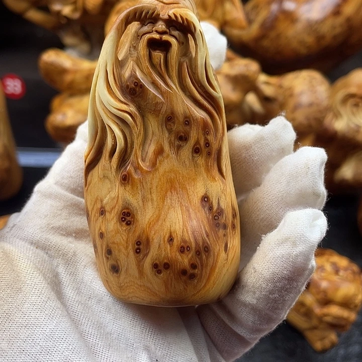 风***洁柏木（崖柏）寿星手把件