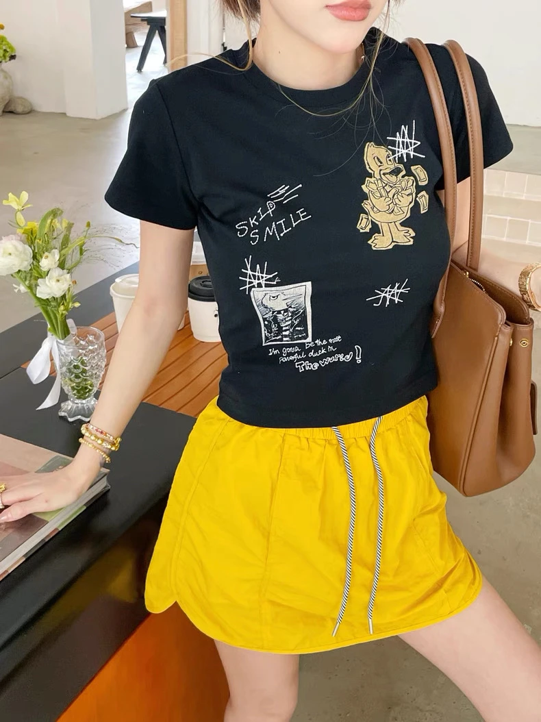 NAN·DIAO新品发财小鸭子印花短袖T恤