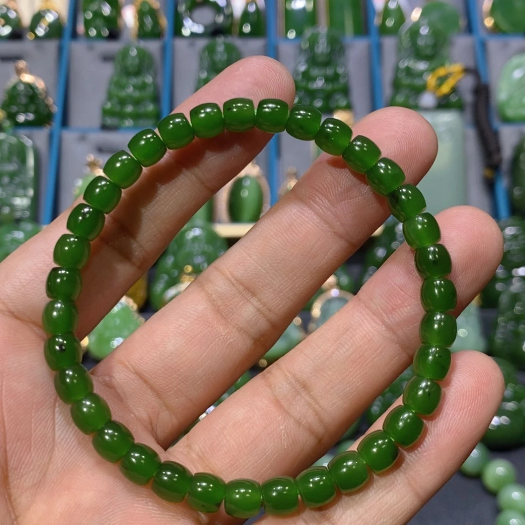 【闪购商品】和田玉吊坠(不含链)未镶嵌俄七红皮辣绿手串 6/5