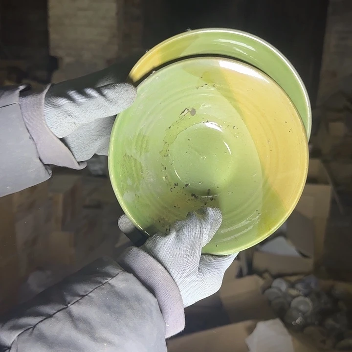 陶瓷绿黄16.5斗陶瓷碗