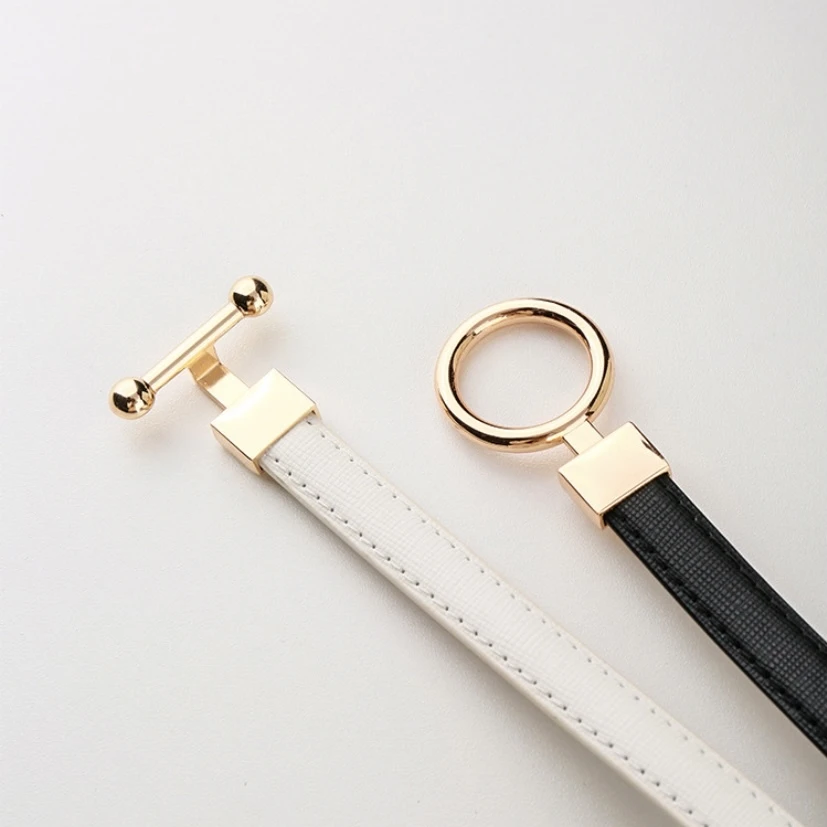 头层牛皮金属扣可调节腰带CD216475