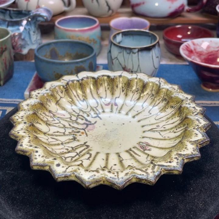 摆件钧瓷碳烧莲花果盘