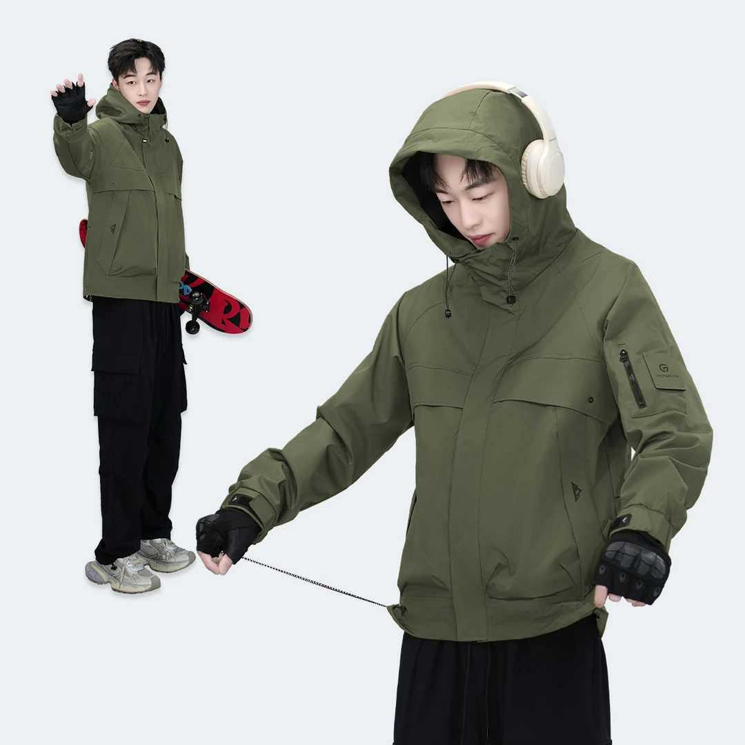 户外新款秋季夹克外套防风休闲长袖男运动连帽时尚潮流宽松F0920