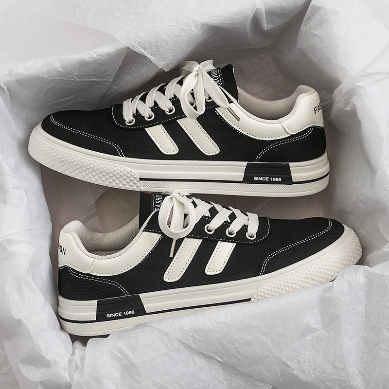 男士复古帆布鞋秋季透气男士休闲鞋学生韩版百搭防滑耐磨潮流板鞋