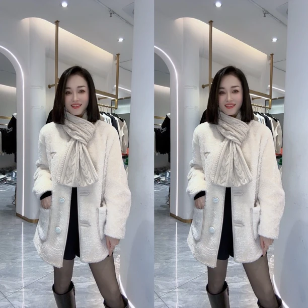 【少琴家】2024新款时尚洋气皮毛一体外套