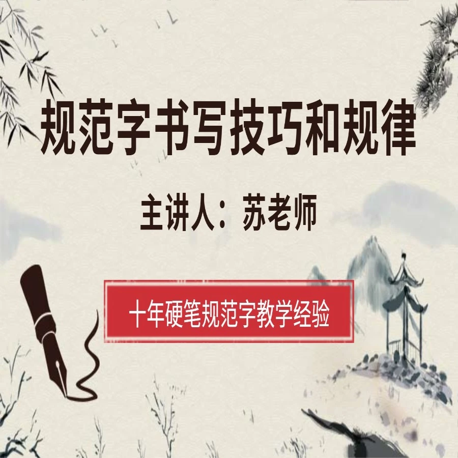 【写苏法】规范字书写技巧和规律系统课程零基础硬笔楷书