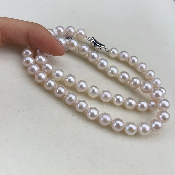 淡水珍珠银S925镶嵌颈饰➕8高品极光炫彩