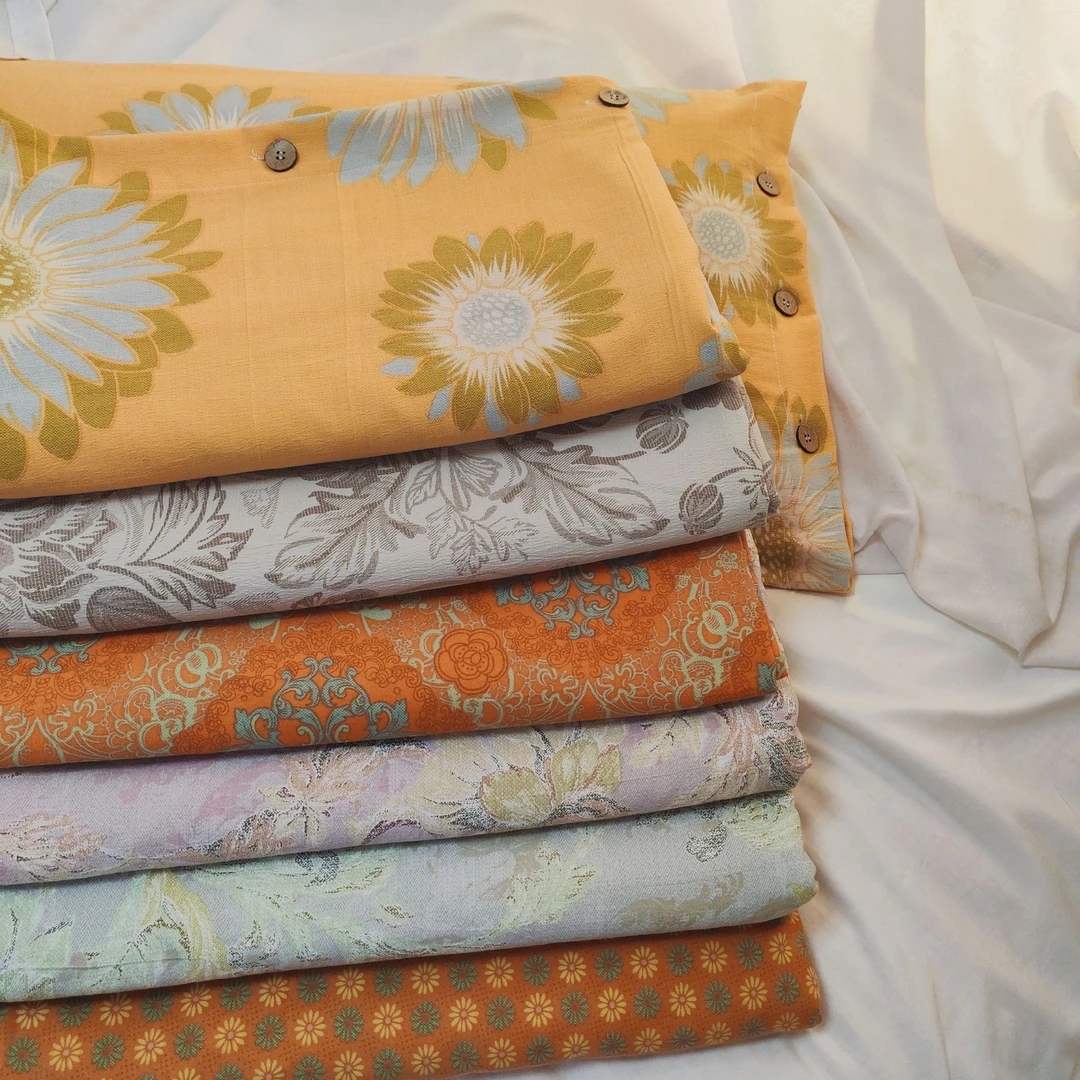 YJ纽扣双层纱四件套碎花男士单人双人女孩柔软秋冬四季