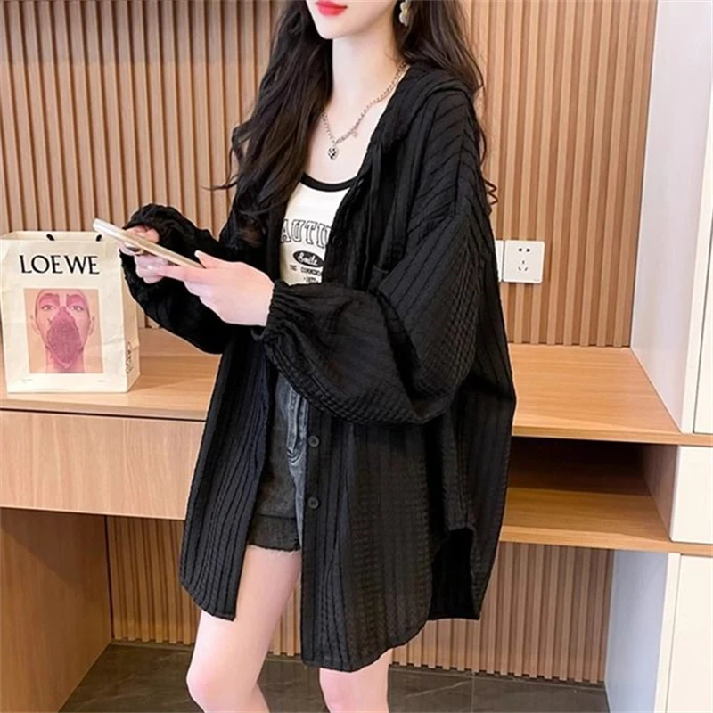 高级感气质防晒外套女夏新爆款轻薄衬衣显瘦慵懒衬衫宽松长袖上衣