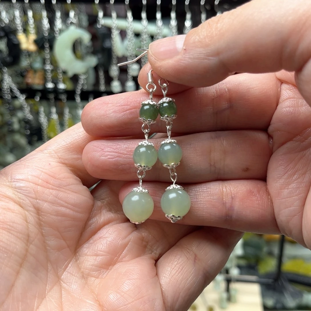 岫玉未镶嵌发饰岫玉耳坠一对