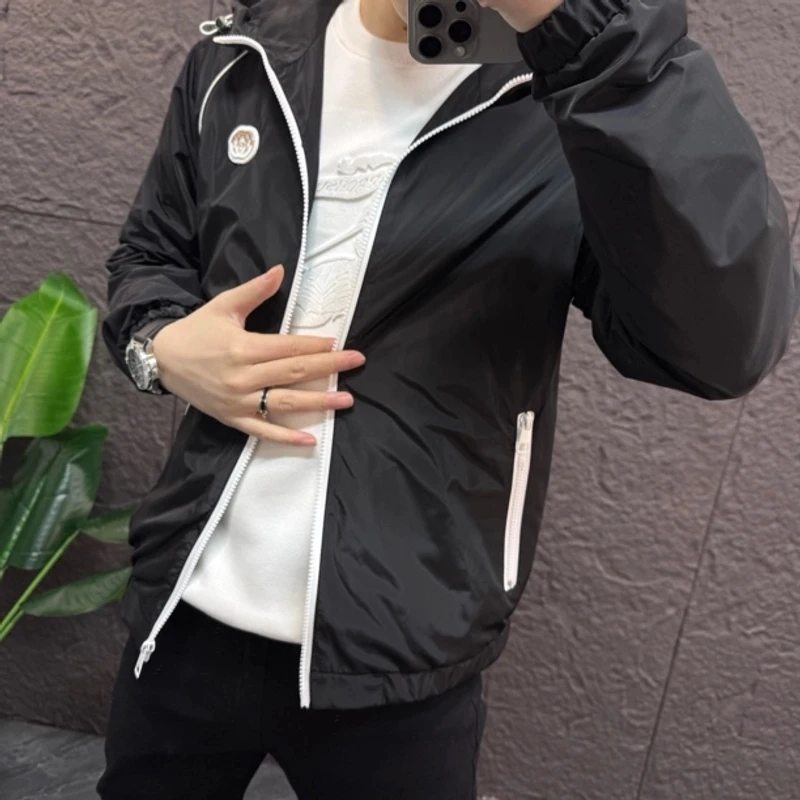 男士春秋潮流时尚外套百搭休闲夹克修身户外防风运动保暖连帽116-