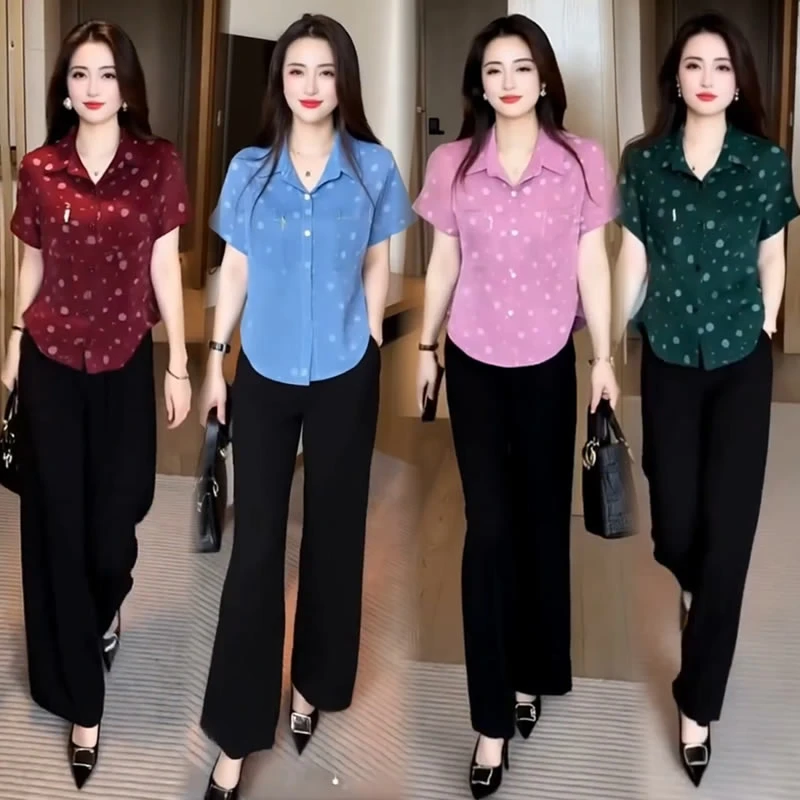 【有运费险】洋气减龄妈妈装圆点衬衫女2025夏季新款宽松显瘦上衣