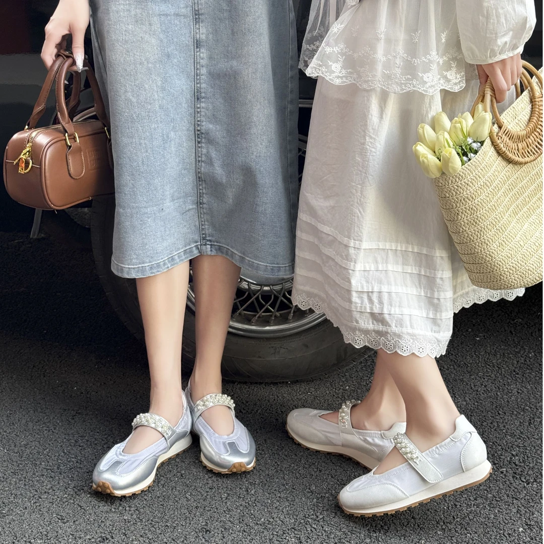阮老板丨珍珠浅口鞋子单鞋仙女风厚底平跟玛丽珍运动鞋夏季透气
