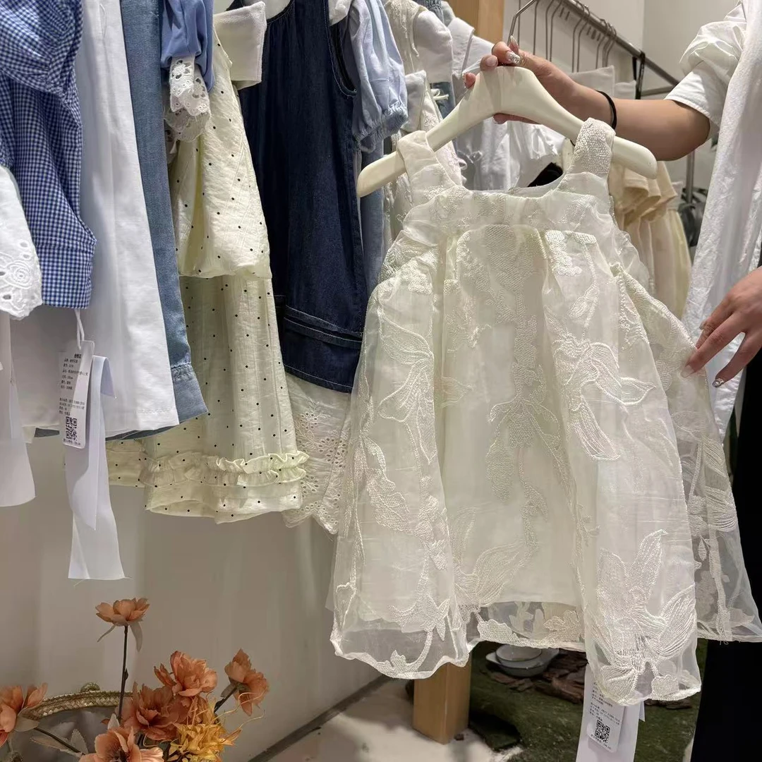 秘密花园2025夏季工艺刺绣无袖背心连衣裙X179