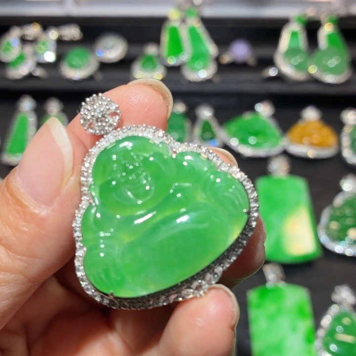 翡翠18K金镶嵌吊坠(不含链)翡翠