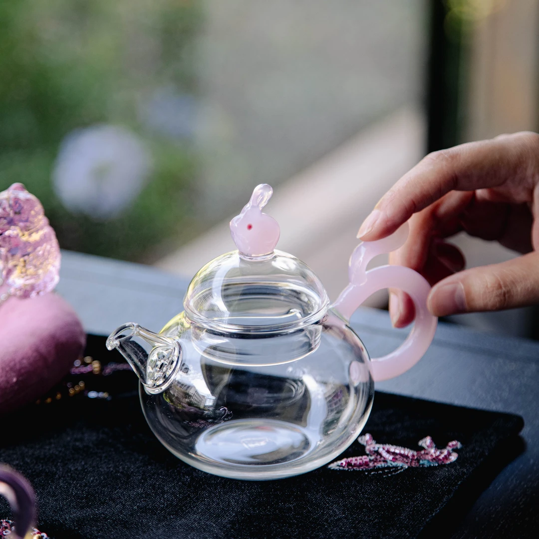 JYBL0155 新品首发-晶焱-玉兔壶玻璃壶大容量多人饮茶壶