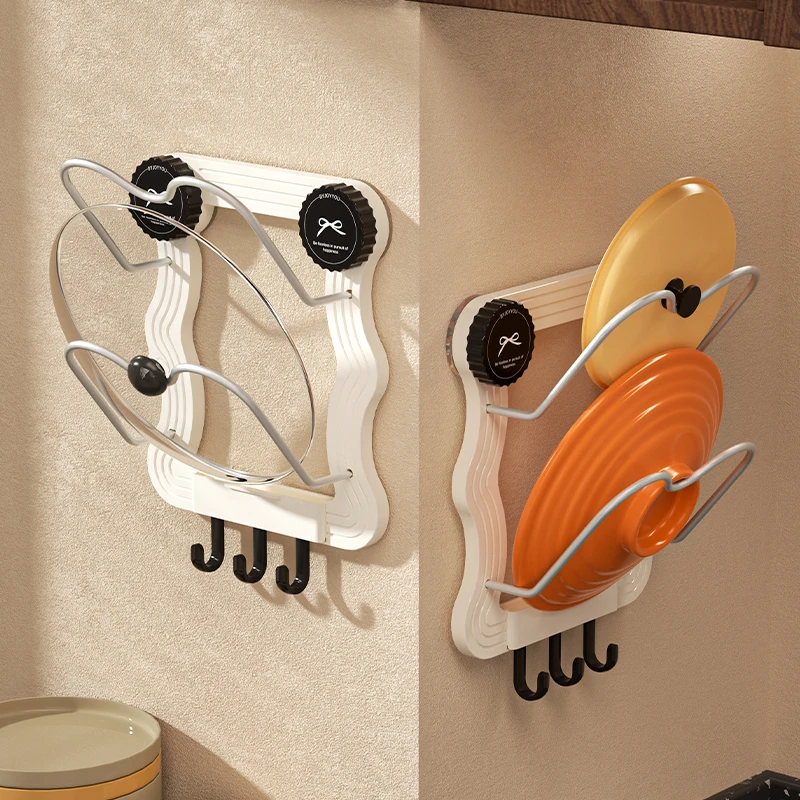 吸盘双层锅盖架厨房壁挂多功能置物架墙上锅架砧板收纳架子带挂钩