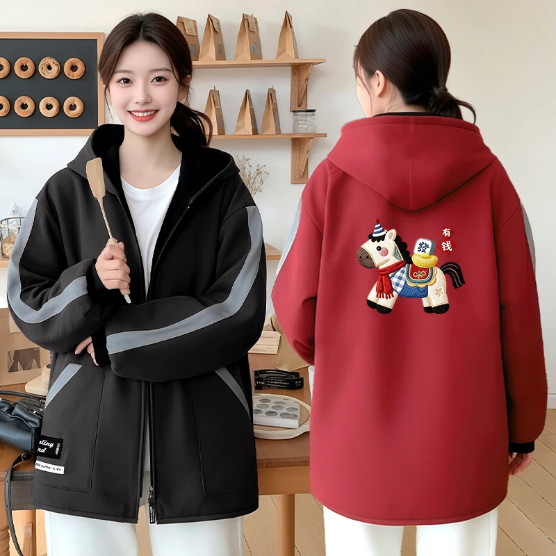 长袖罩衣围裙加绒反光条工作服外穿保暖成人上班双拉链定制logo