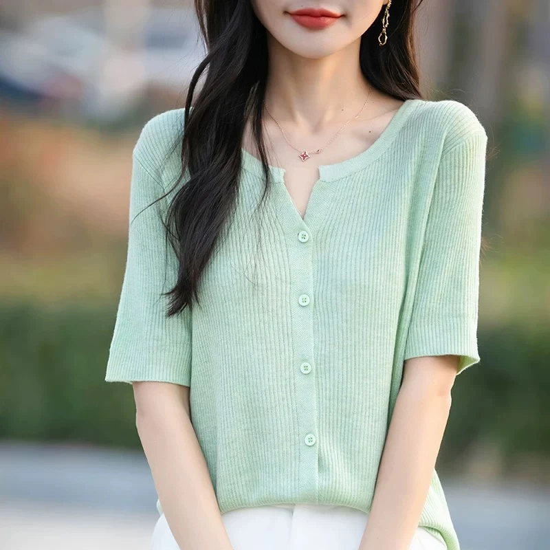 P200-P900【萍萍】2025夏季新款长袖针织衫时尚百搭女装显瘦