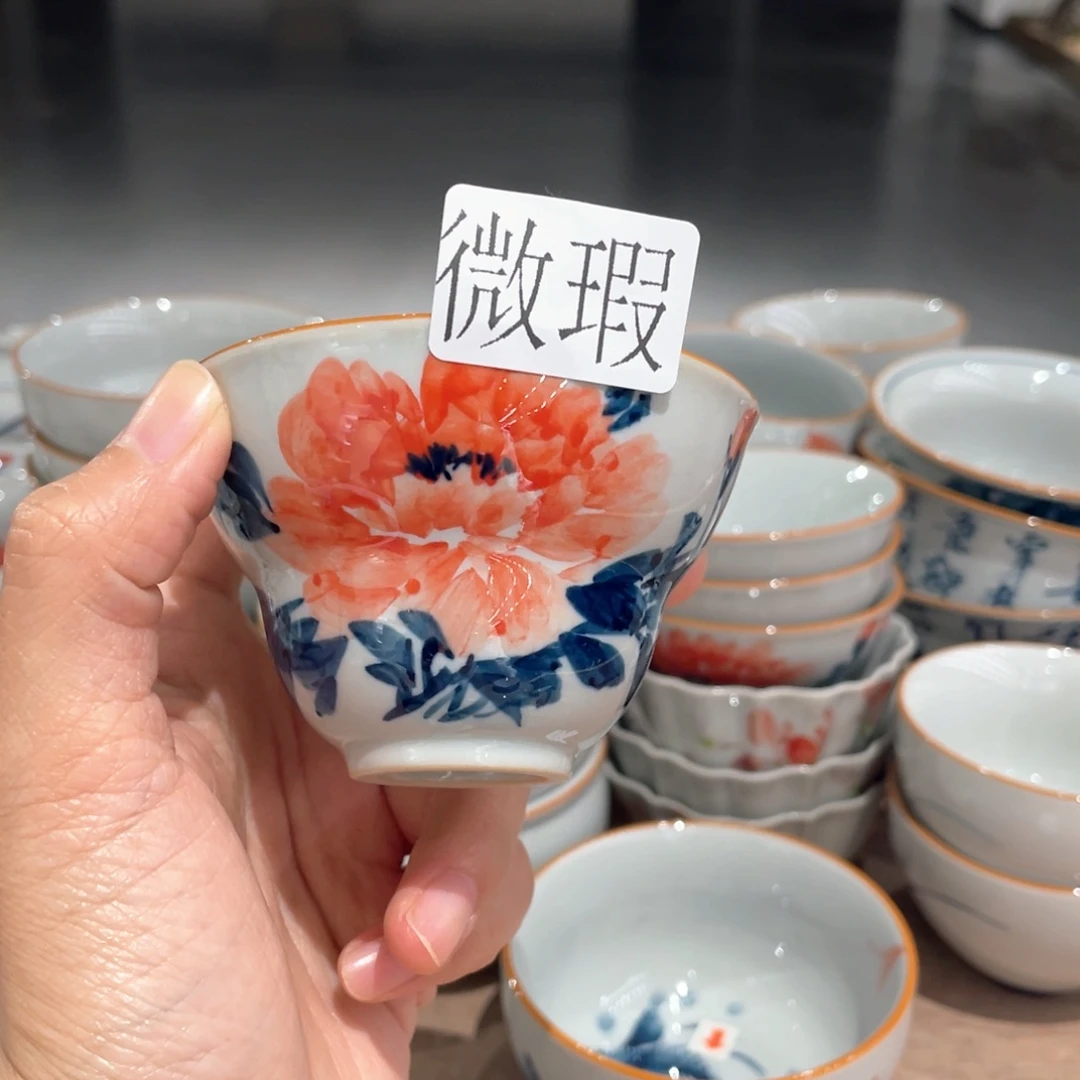 釉下手绘茶具微瑕