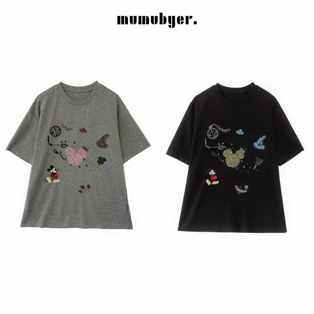 MUMUBYER •“米奇乐园”重工卡通刺绣百搭圆领短袖