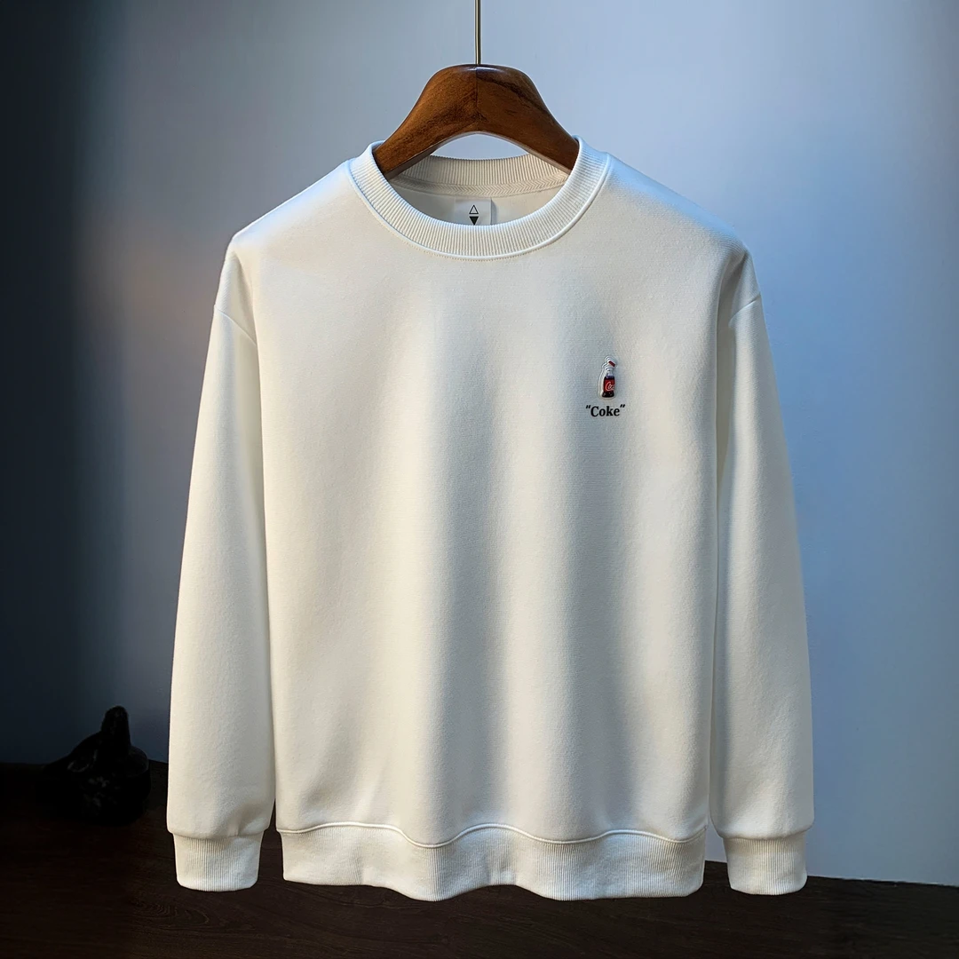 尼皮怀恩白色卫衣男春秋新款潮流百搭圆领套头衫无帽印花宽松长袖