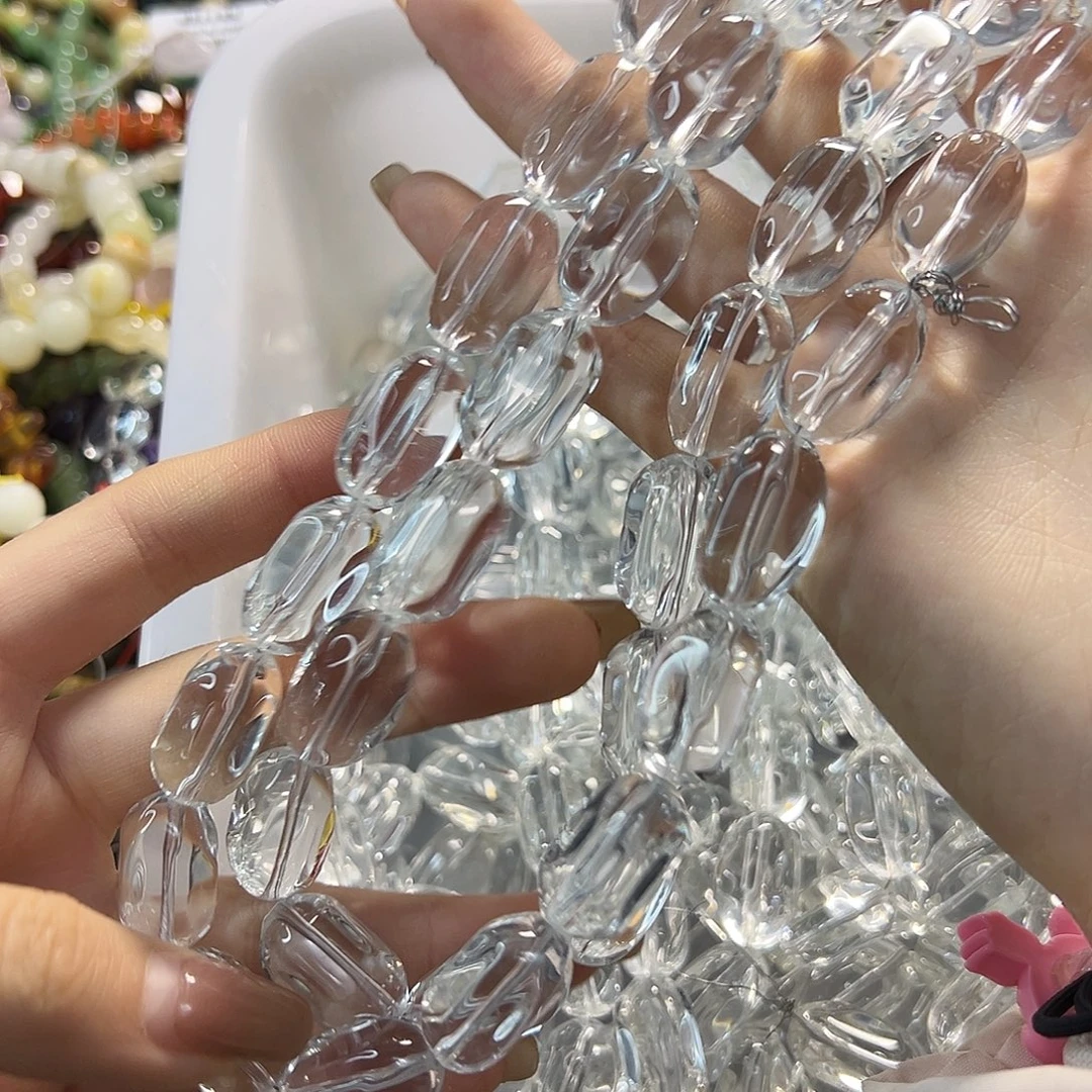 玛瑙/玉髓未镶嵌珠宝半成品压电白水椭圆大长条