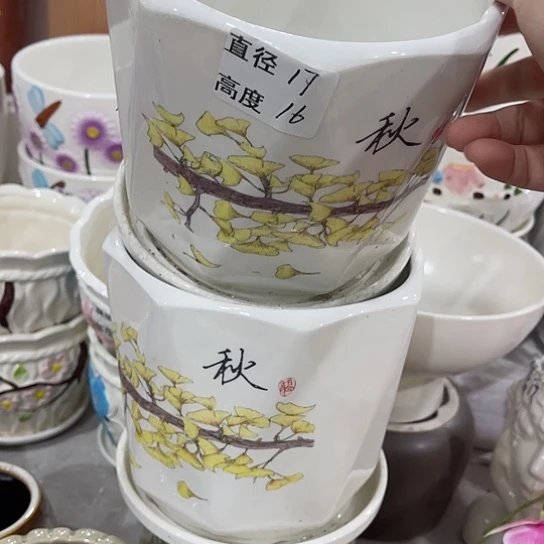 多肉绿植陶瓷花盆9.9包邮，有孔