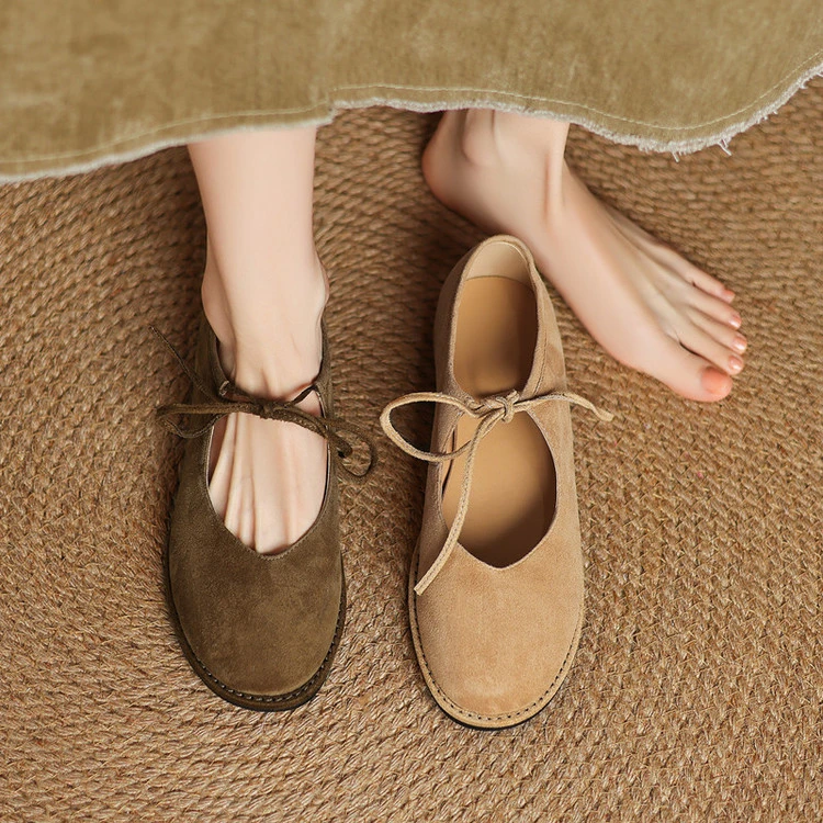 里外纯皮～羊皮2cm圆头低跟百搭玛丽珍浅口单鞋春秋复古风平跟浅口