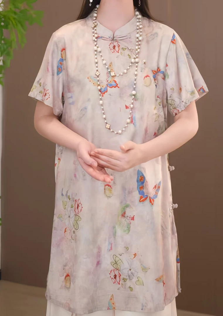 2025年新款欧若风国风蝴蝶夏季上衣连衣裙2025B1723  -妮妮