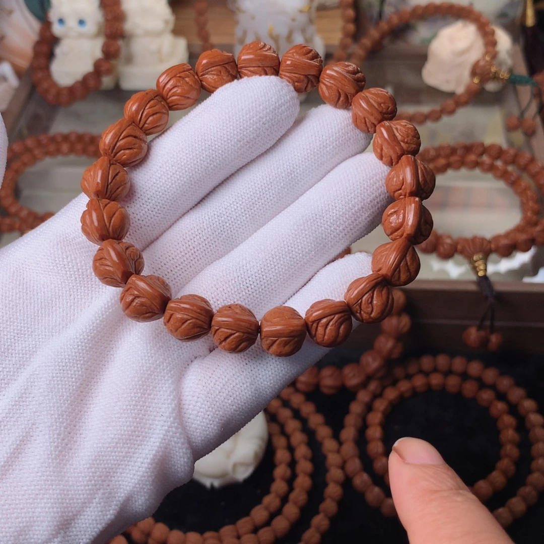 吊坠桃核玉龙脊手串12