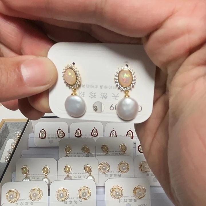 耳饰淡水珍珠银S925镶嵌