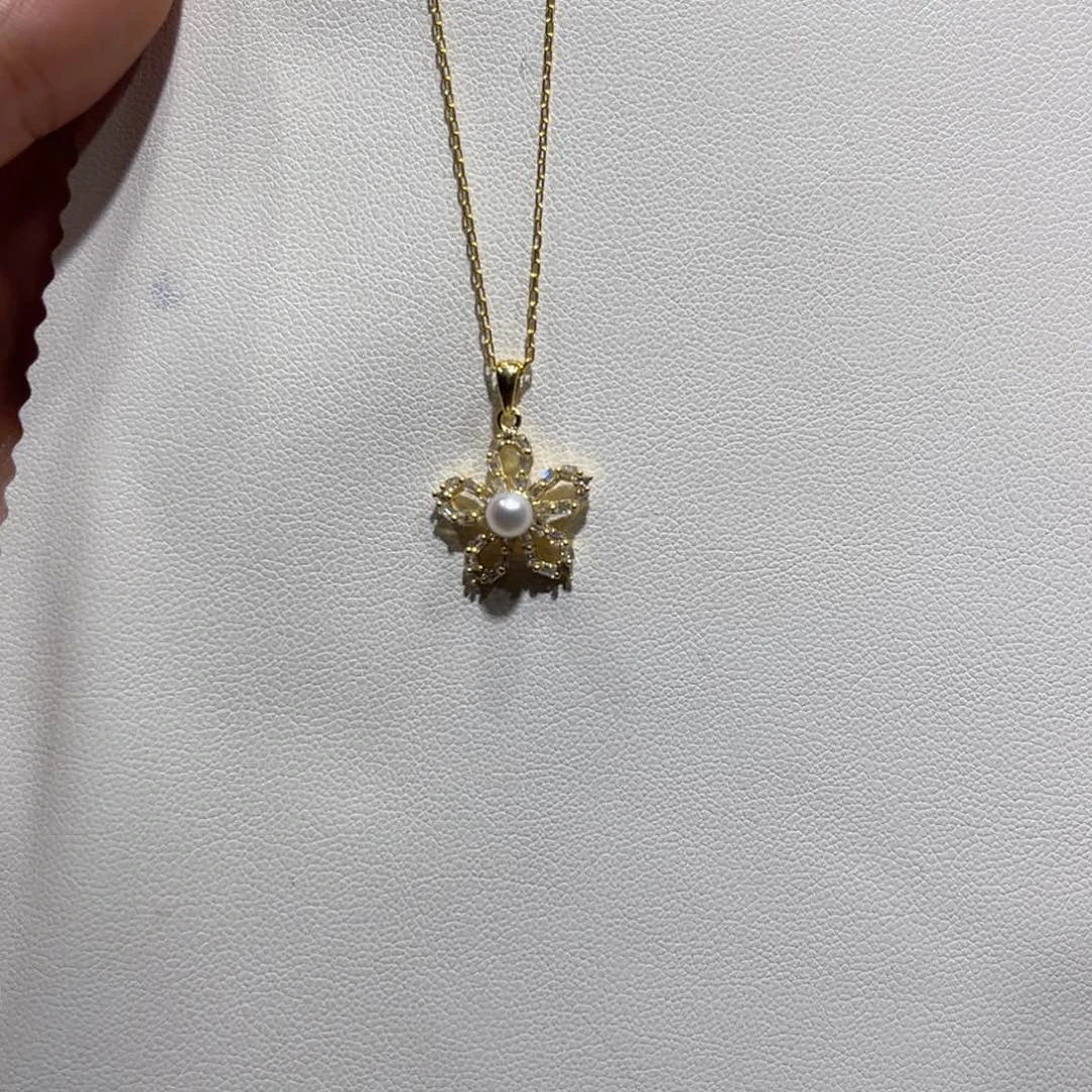 吊坠(不含链)银S925镶嵌淡水珍珠