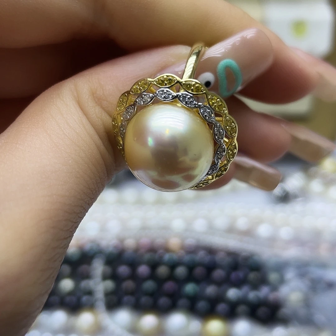 海水珍珠戒指银S925镶嵌