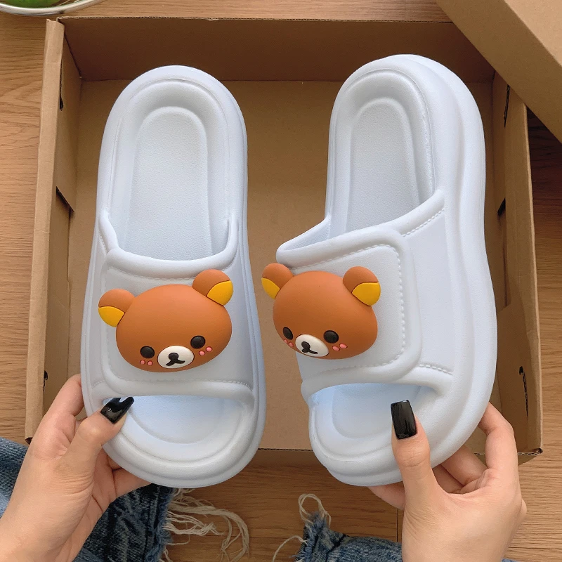 轻松熊厚底增高EVA外穿拖鞋女夏季奶蓝色凉拖旅行沙滩鞋爱豆