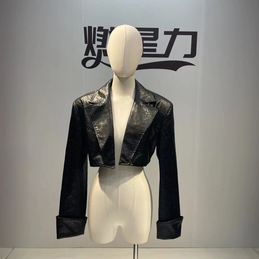 【燃星力 ICTP 俏姐姐】炸 品牌秀款 黑色短款上衣夹克 舞台走秀