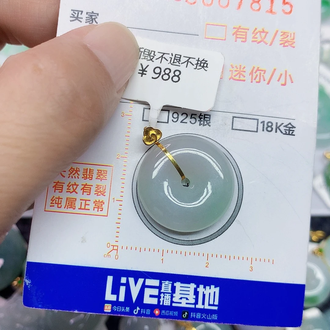 翡翠18K金镶嵌颈饰平安扣