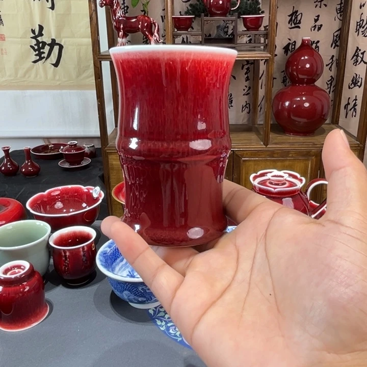 景德镇浅行窑大竹节杯福利大漏