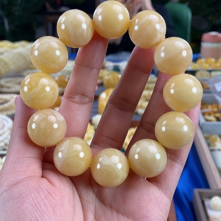 琥珀未镶嵌珠宝奇石20同料满蜡圆珠54.98