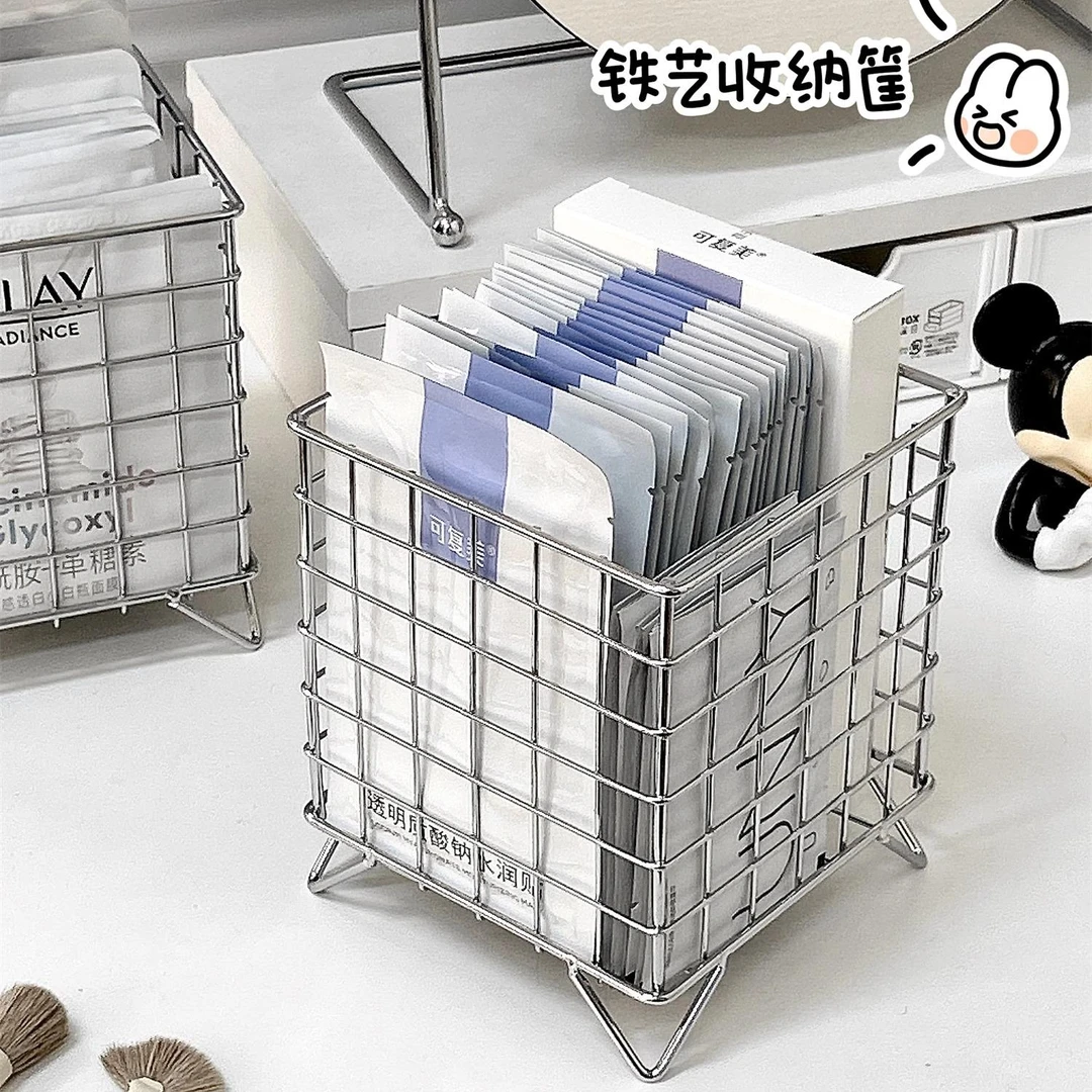 面膜收纳盒大容量梳妆台桌面护肤品收纳筐整理筐化妆品置物架XF