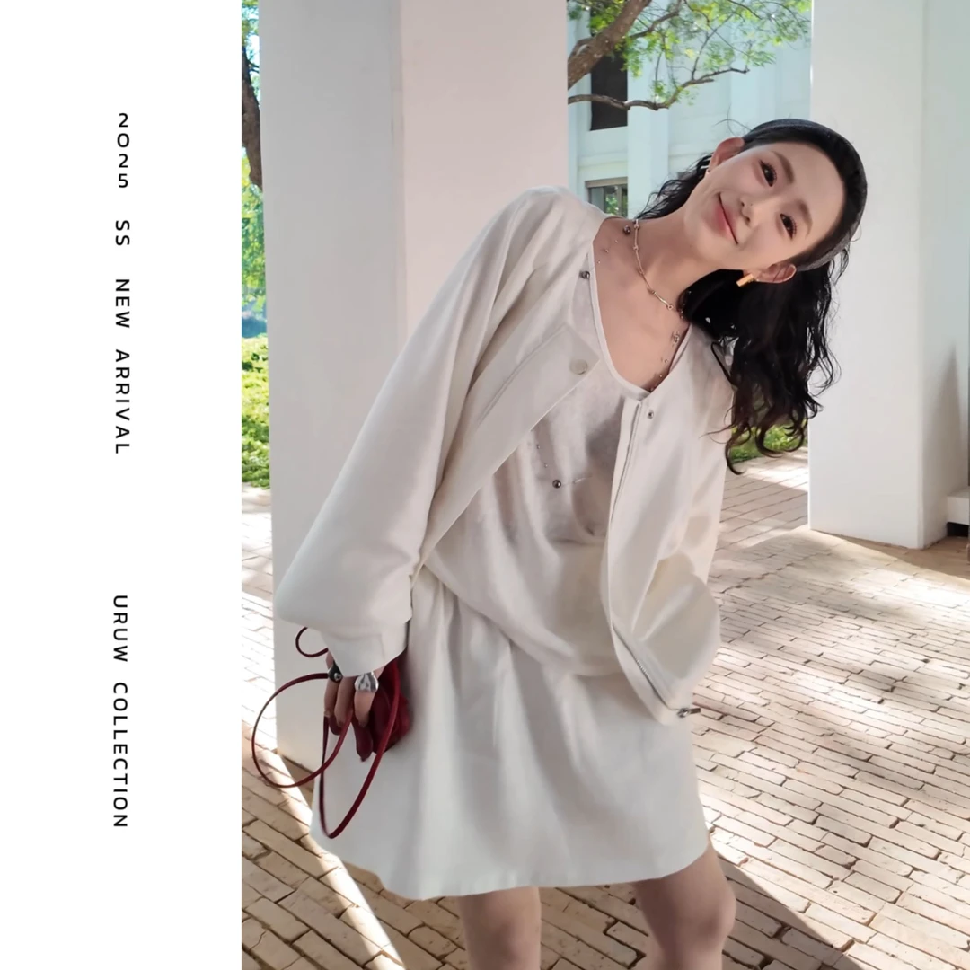 现货【都市主角】蝙蝠袖天丝亚麻宽松休闲外套显瘦半身短裙 9032