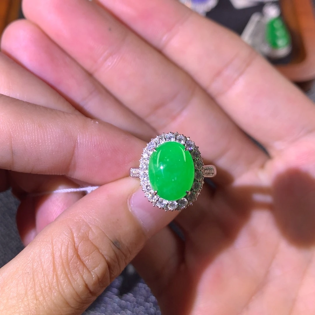 翡翠18K金镶嵌戒指两用款