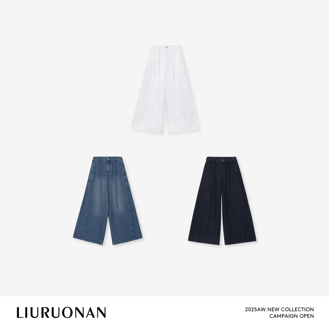 LIURUONAN 25FL【裁缝牛仔裤】全棉水洗高腰休闲裤秋季宽松显瘦长裤