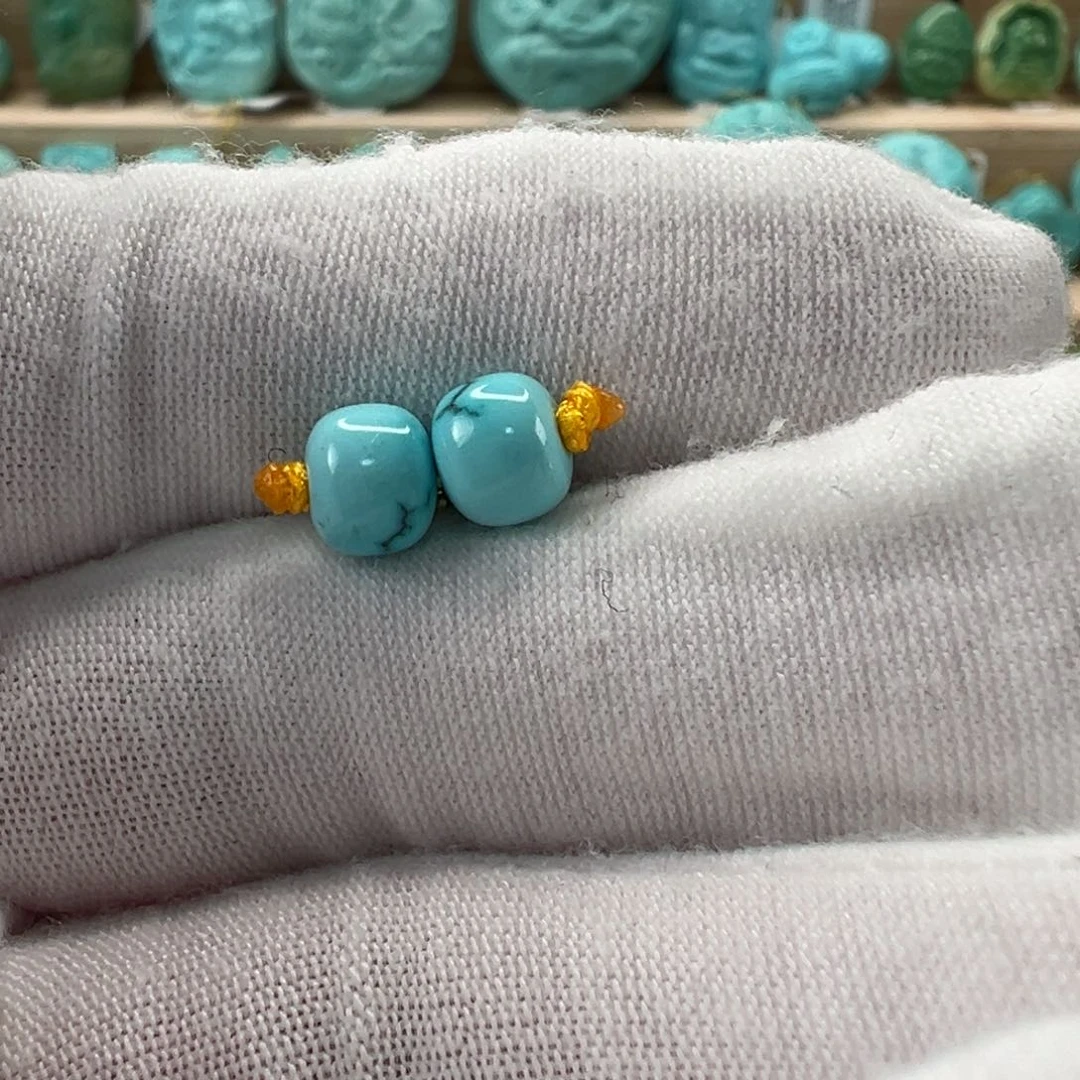 未镶嵌绿松石老型对珠6.5x5.5mm