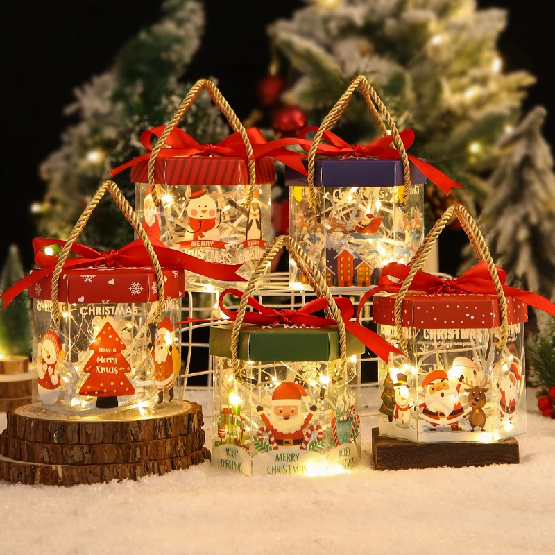 花寻礼韵圣诞节平安果包装盒平安夜苹果盒礼盒创意透明糖果礼品袋