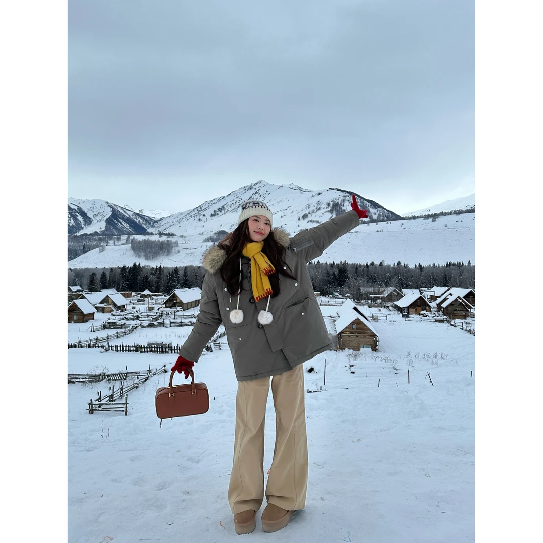 小羊【派克羽绒服】冬季中长款宽松大毛领羽绒服【Y5083】