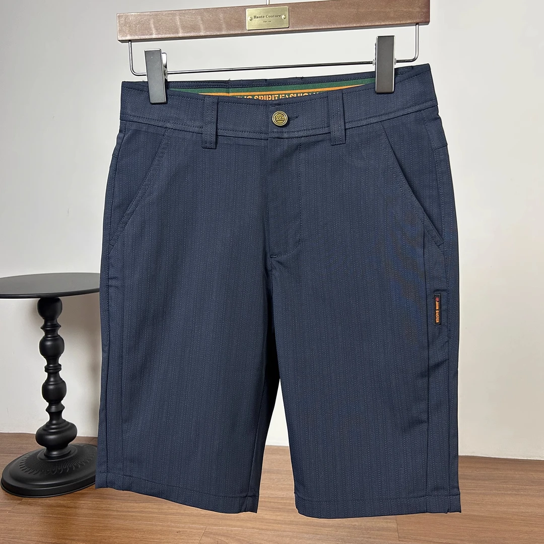 Cebrodz夏季薄款新款五分短裤子男士凉感透气条纹冰丝休闲短裤