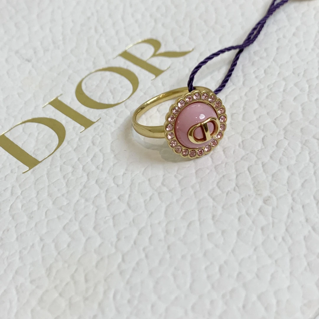 99新 DIOR/迪奥 壹臻su/粉色钻圈CD戒指 L码/12期免息 61767539