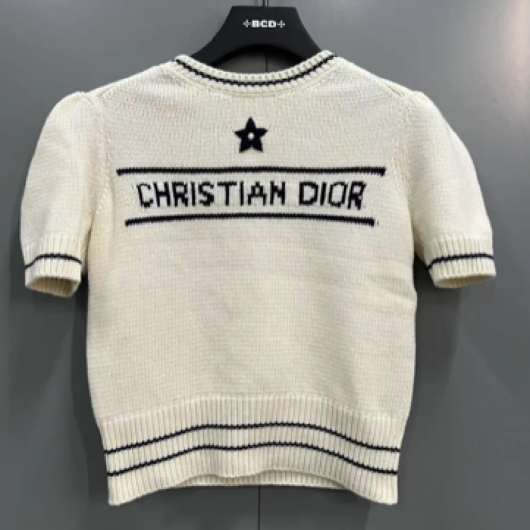 全新未使用 DIOR/迪奥 米色印花logo针织衫 38码/ki305029