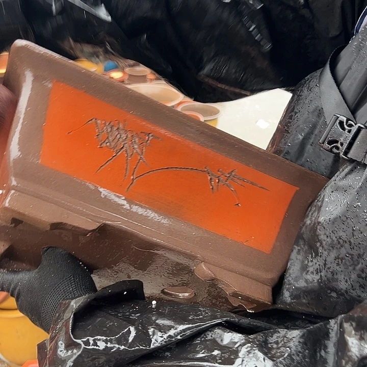 宜兴紫砂花盆31红马槽